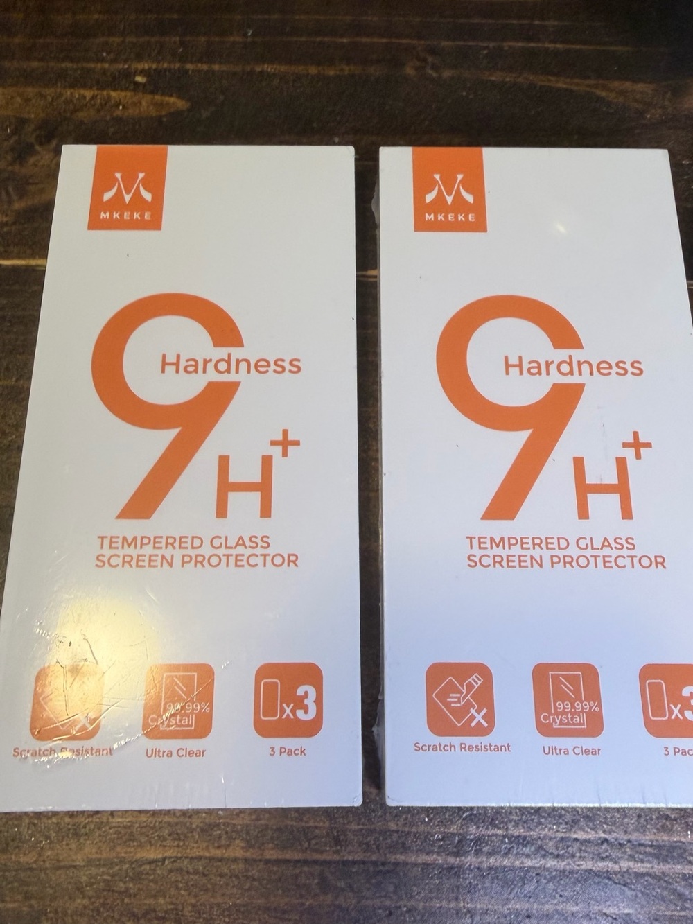 Lot of 2 Mkeke iPhone 15 Pro Screen Protector 3-Pack 9H+ Tempered Glass 6.1”
